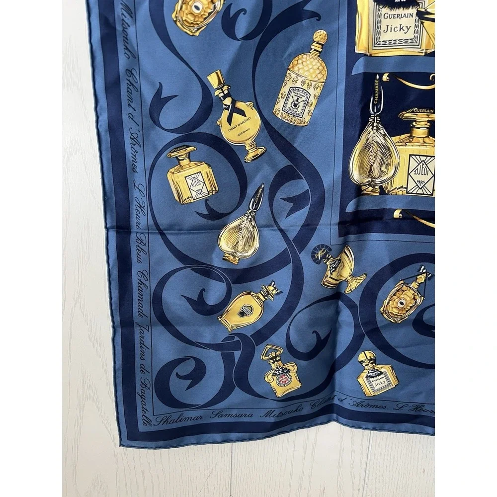 Vintage Guerlain Silk Scarf Perfume Bottle Print Made In France - 35.5
